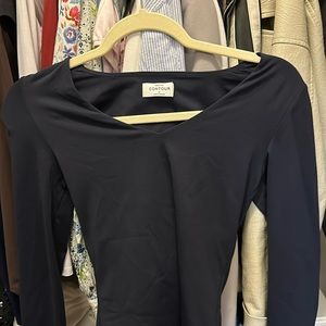 Navy V Neck Contour Bodysuit